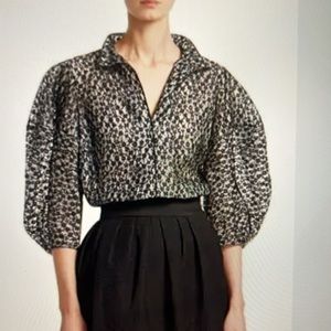 Rachel Comey Amplus Puff Sleeve Lace Blouse in Black